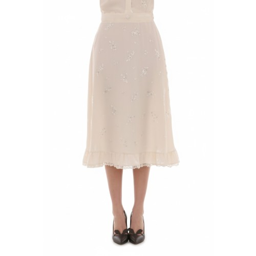 Moschino Embroidered Midi Skirt Cream