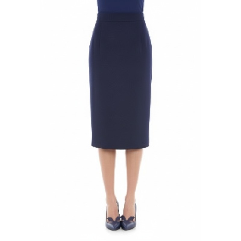 Moschino Navy Wool Pencil Skirt