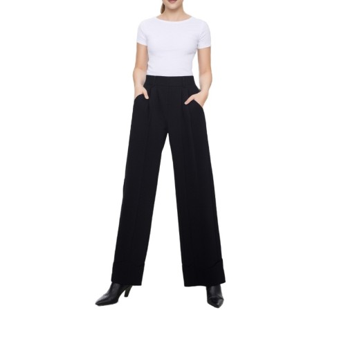 Moschino High Waisted Wide Leg Trousers Black