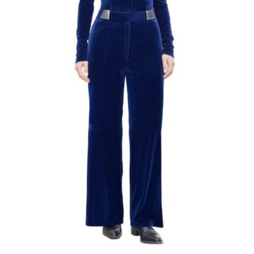 Moschino High-Waisted Velvet Trousers Navy