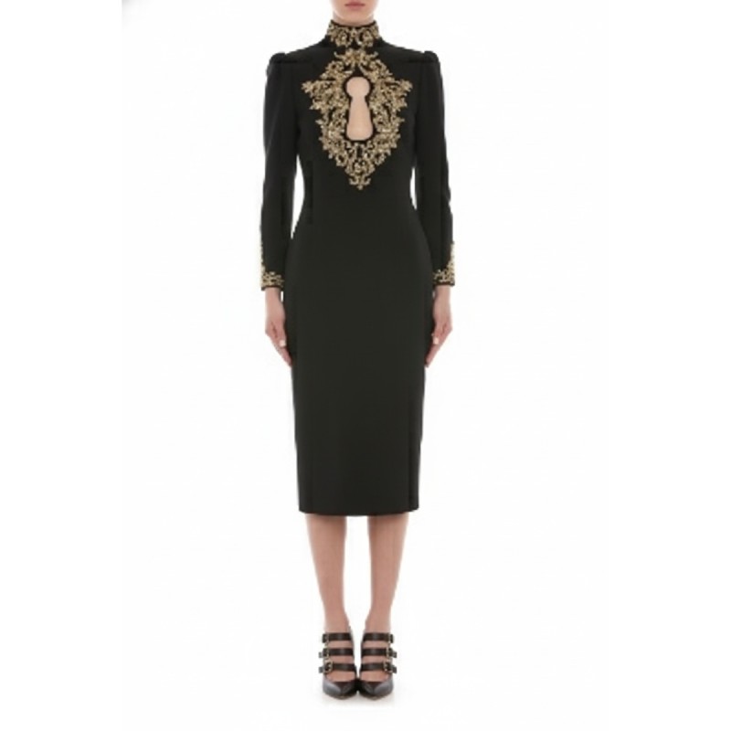 Moschino Ornate Keyhole Midi Dress Black