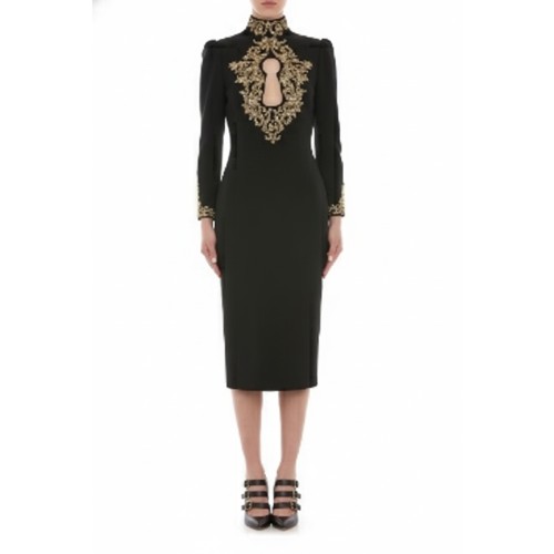 Moschino Ornate Keyhole Midi Dress Black