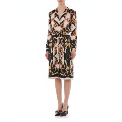 Moschino Baroque Print Silk Dress Black