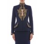 Moschino Navy Embroidered Military Jacket