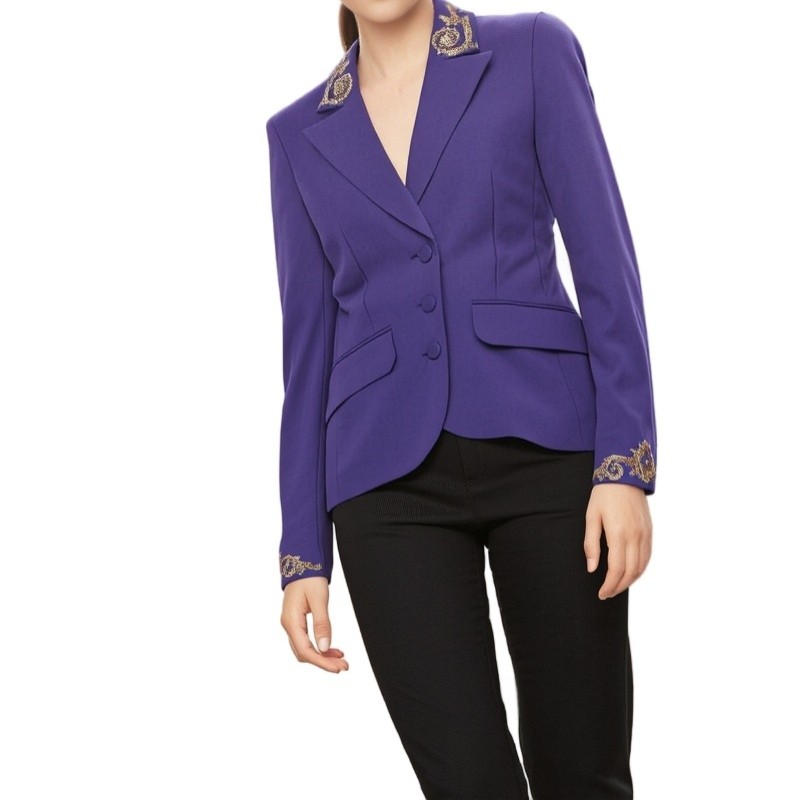 Moschino Purple Embellished Double-Breasted Blazer