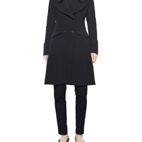 Moschino Double Breasted Wool Coat Black