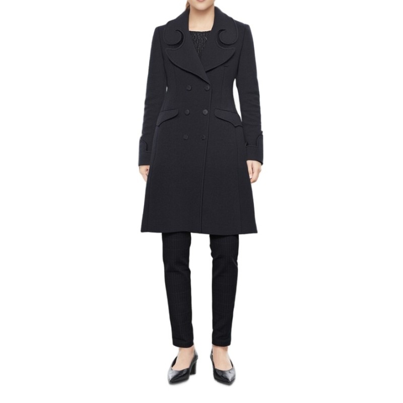 Moschino Double Breasted Wool Coat Black