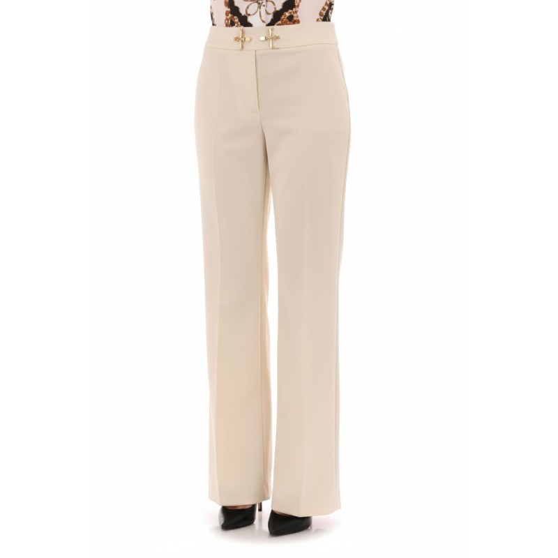 Moschino Decorative Ring Wide Leg Trousers Beige