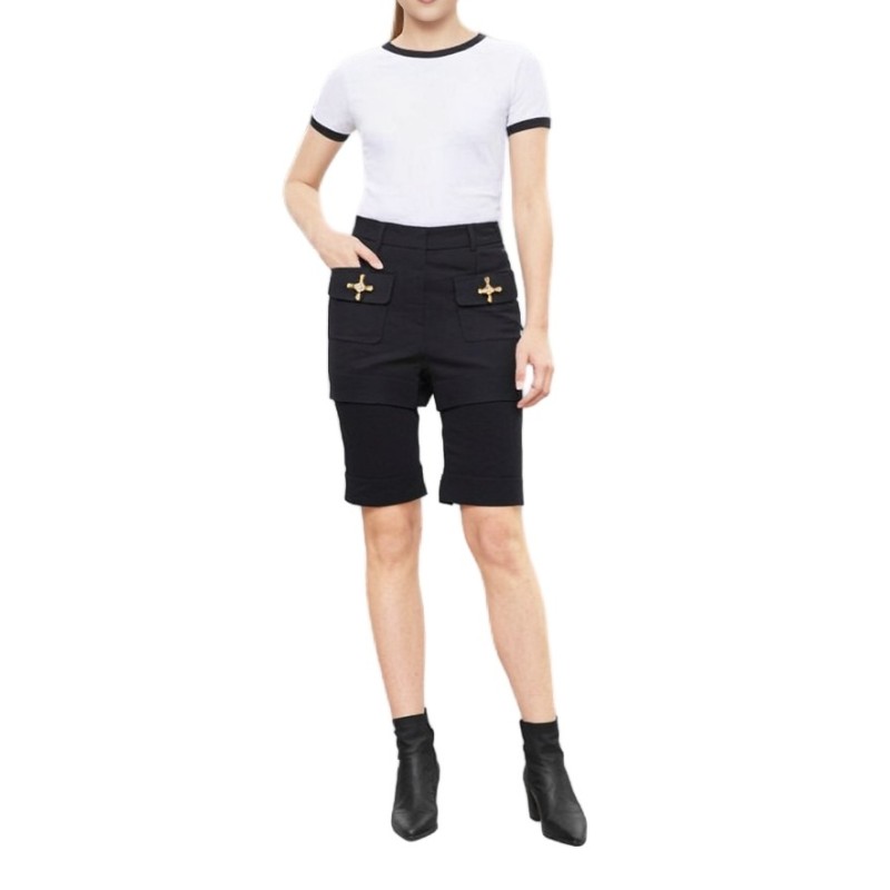 Moschino Cross Detail High-Waist Shorts Black
