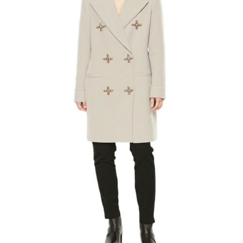 Moschino Double-Breasted Wool Coat Beige