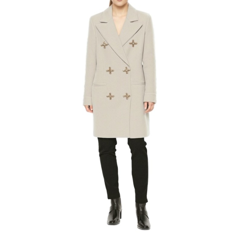Moschino Double-Breasted Wool Coat Beige