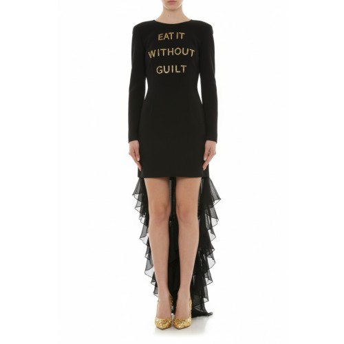 Moschino Eat Without Guilt Ruffle Dress Black