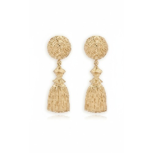 Moschino Gold Textured Tassel Drop Earrings