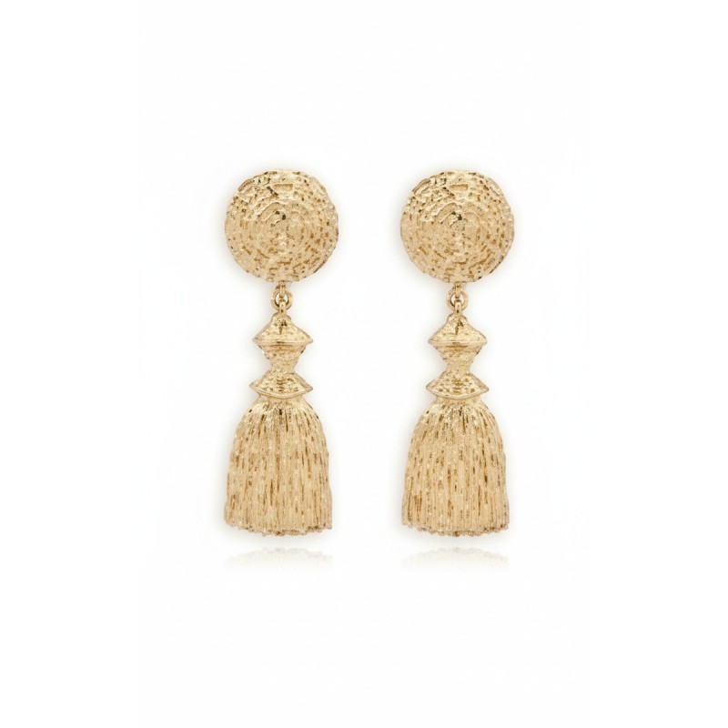 Moschino Gold Textured Tassel Drop Earrings