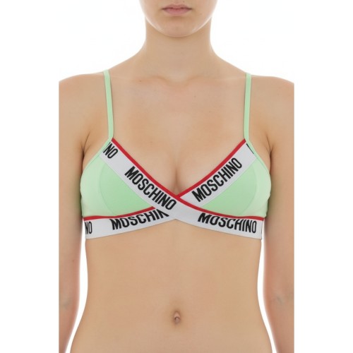 Moschino Logo Tape Triangle Bra Green
