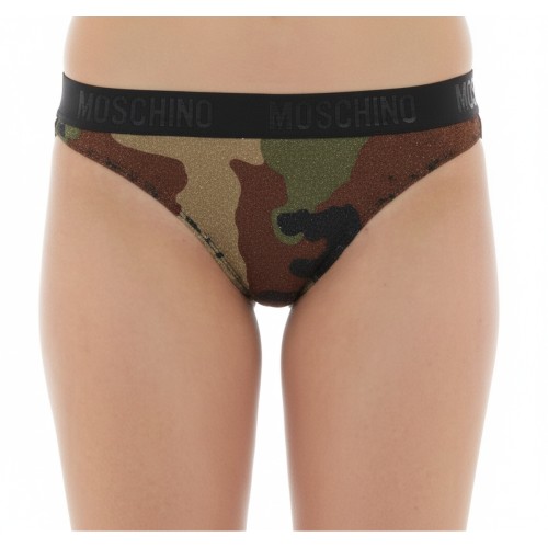 Moschino Camouflage Print Thong Green