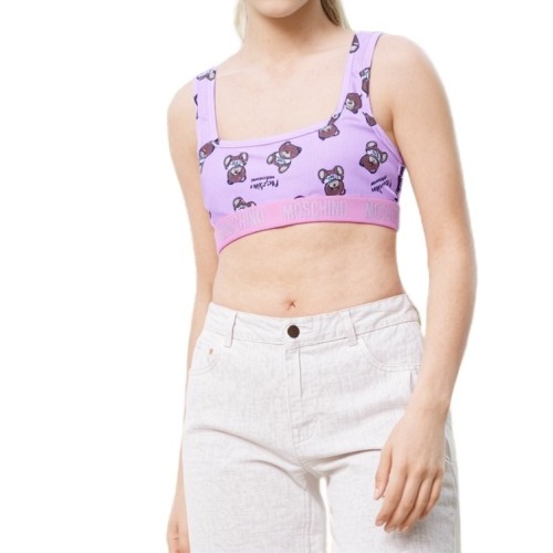 Moschino Teddy Bear Print Bra Multi Pink