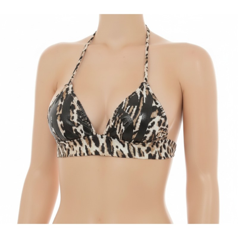 Moschino Animal Print Halter Bikini Top