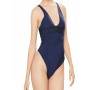 Moschino Deep V-Neck One-Piece Swimsuit Navy