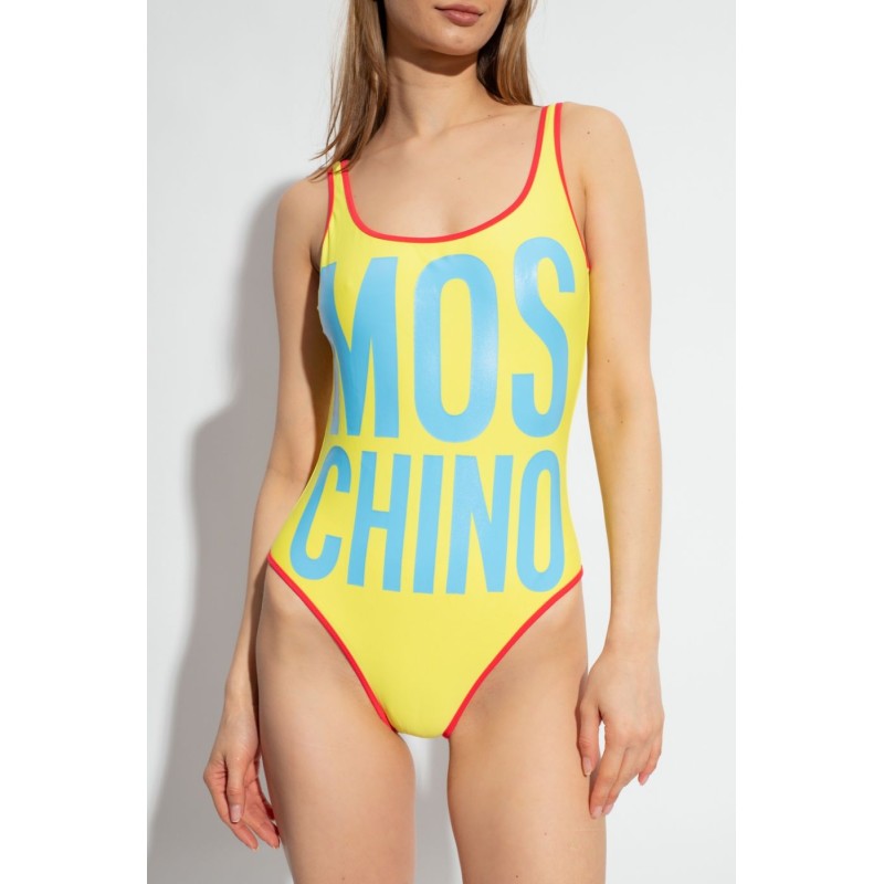 Moschino Yellow Logo One-Piece Swimsuit