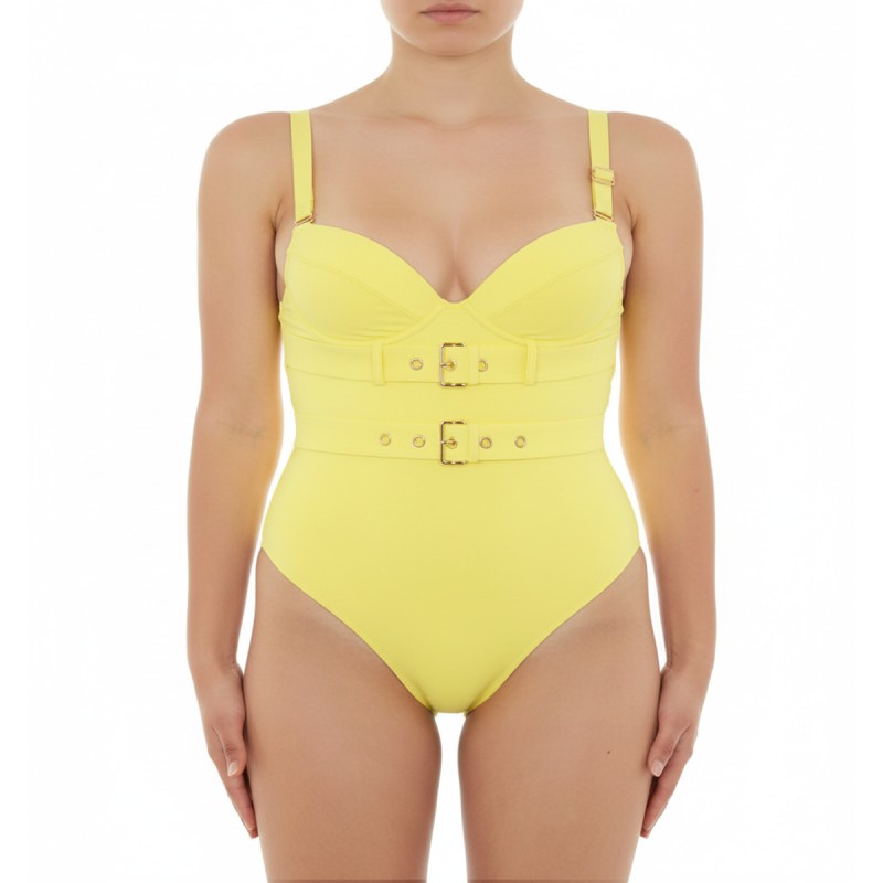 Moschino Yellow Belted One-Piece Swimsuit
