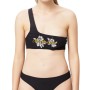 Moschino Daisy Script One-Shoulder Bikini Top Black