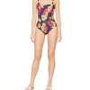 Moschino Tropical Hibiscus One-Piece Swimsuit Navy