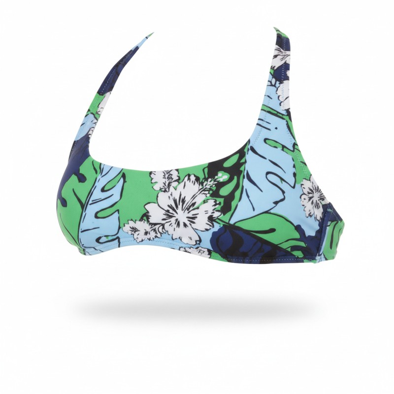 Moschino Tropical Floral Bikini Top Blue Green