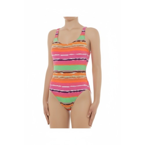 Moschino Multicolor Striped One-Piece Swimsuit