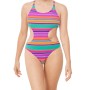 Moschino Rainbow Striped Cutout Swimsuit Multicolor