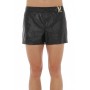 Moschino Black Leather Shorts Gold Logo