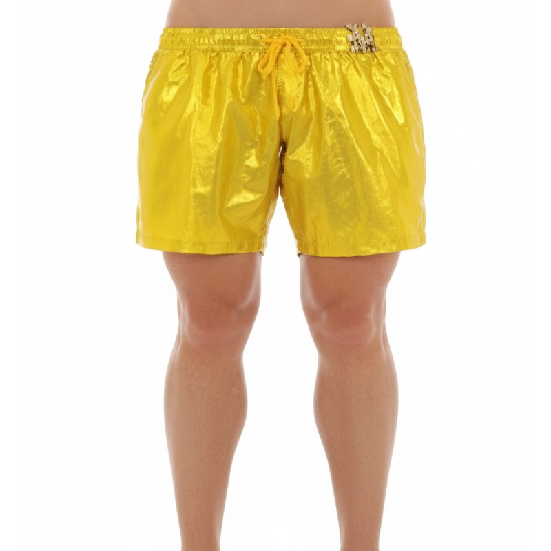 Moschino Metallic Yellow Swim Shorts Gold