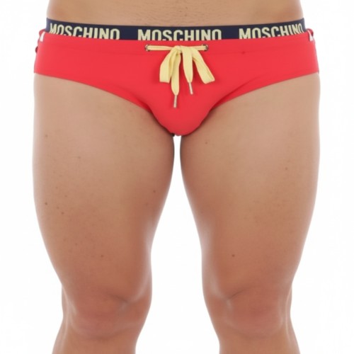 Moschino Red Bikini Bottom Gold Tie