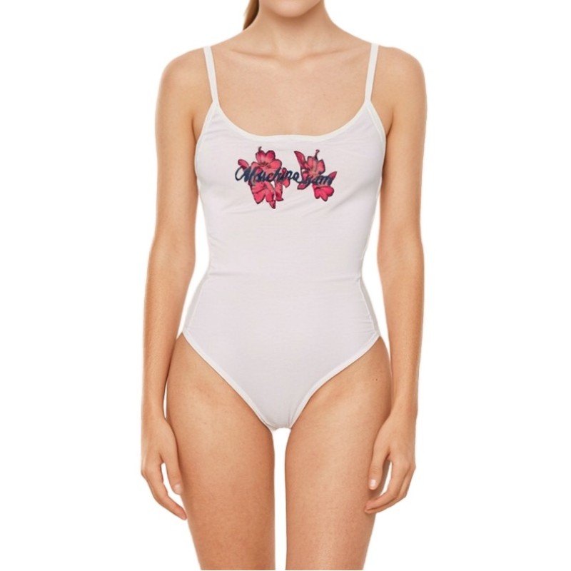 Moschino Valentine Graphic One-Piece Swimsuit White