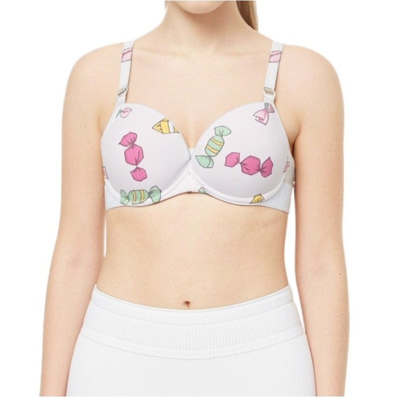 Moschino Candy Print Underwire Bra Multi White