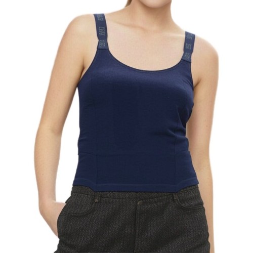 Moschino Navy Cotton Blend Tank Top
