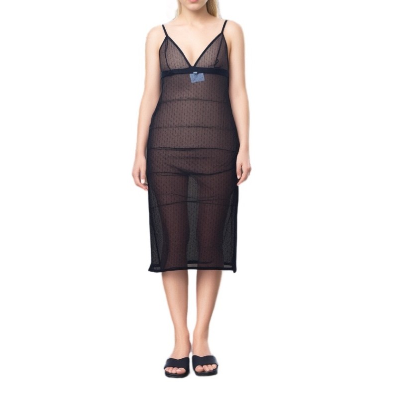 Moschino Sheer Mesh Slip Dress Black