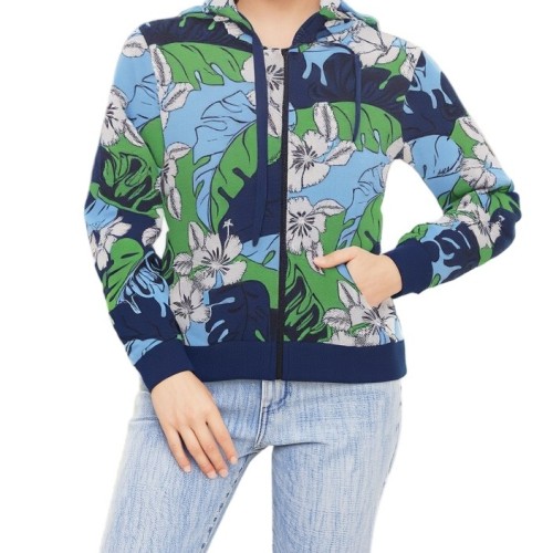 Moschino Tropical Floral Zip Hoodie Multicolor