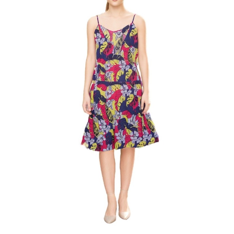 Moschino Tropical Leaf Print Camisole Dress Multicolor