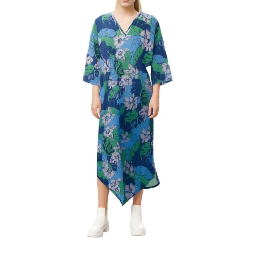 Moschino Tropical Print Midi Dress Blue