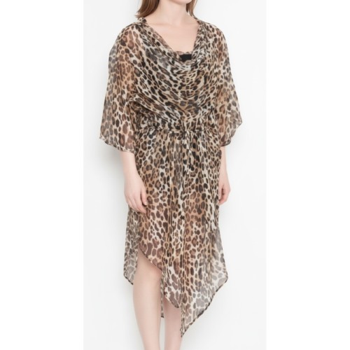 Moschino Leopard Print Kaftan Dress Brown