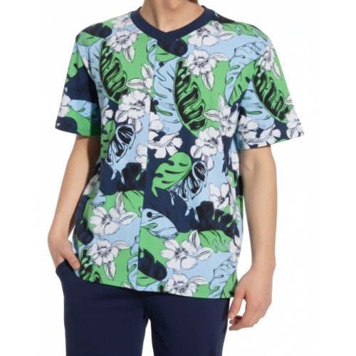 Moschino Tropical Floral V-Neck Top Multicolor