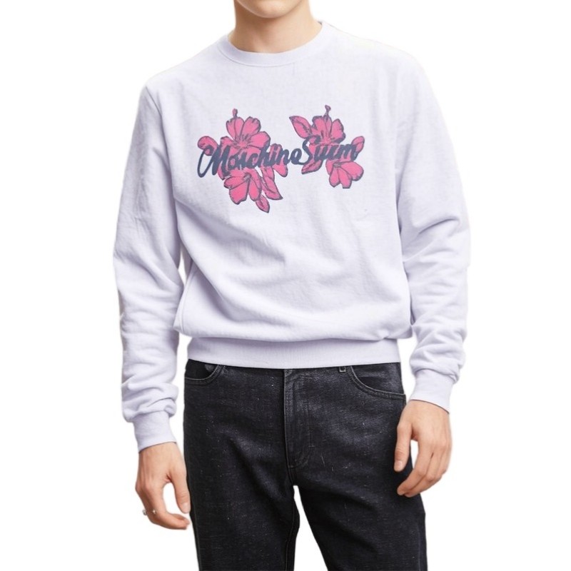 Moschino Hibiscus Floral Print Crewneck Sweatshirt White