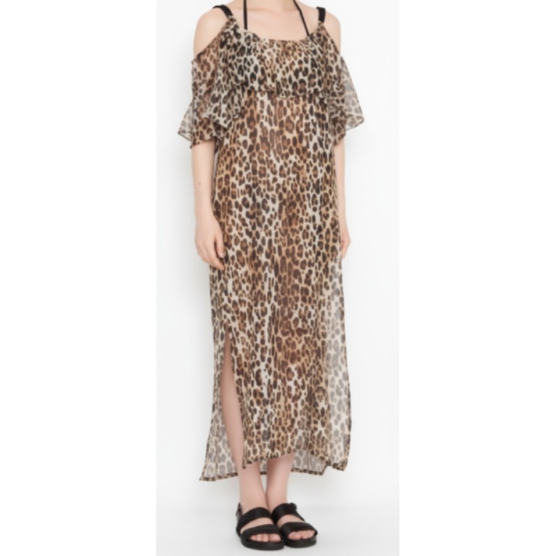 Moschino Leopard Print Maxi Dress Brown