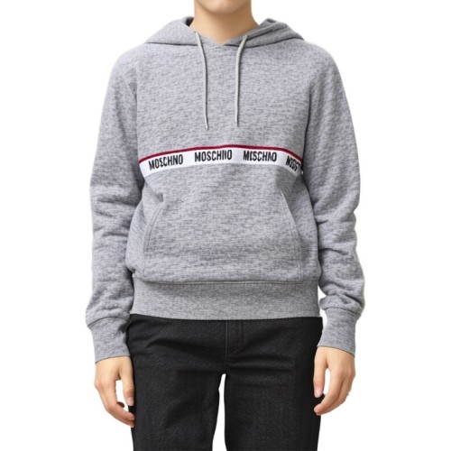 Moschino Logo Tape Hoodie Grey
