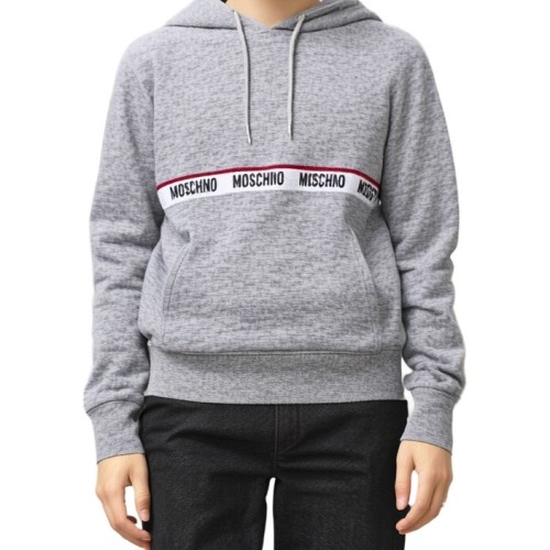 Moschino Logo Tape Hoodie Grey