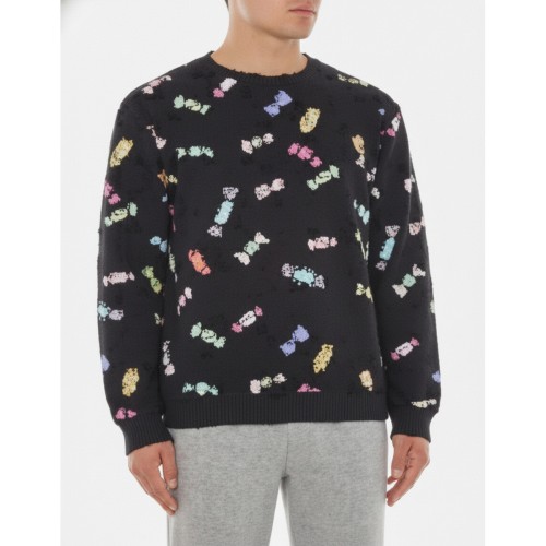 Moschino Candy Print Crewneck Sweatshirt Black