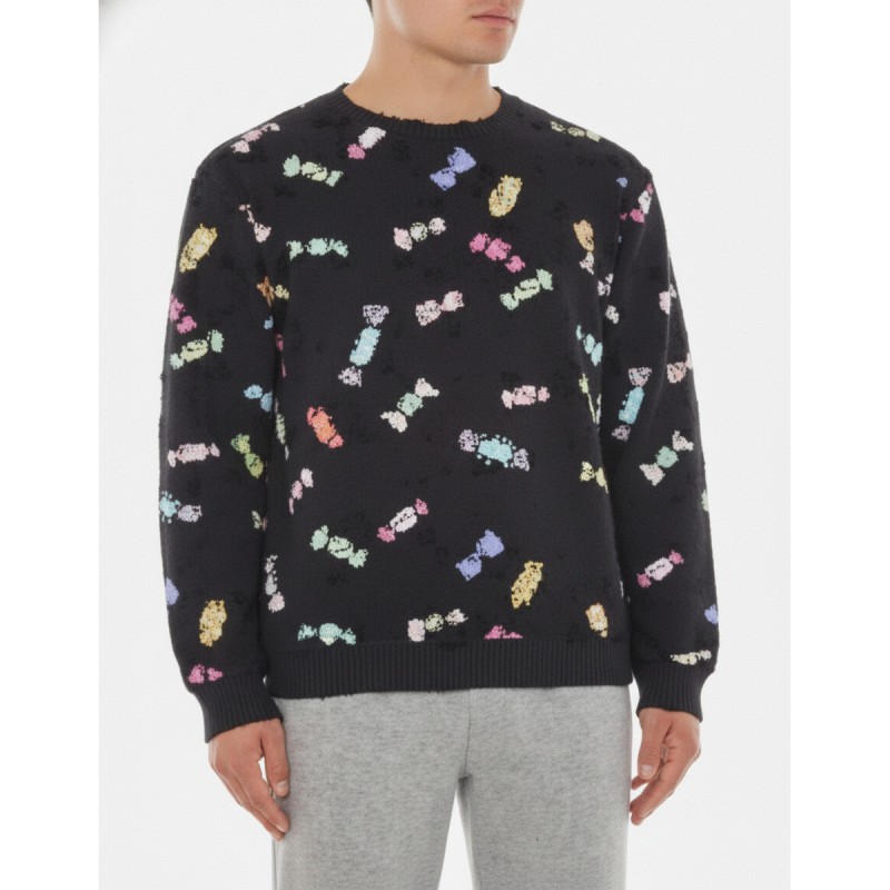 Moschino Candy Print Crewneck Sweatshirt Black