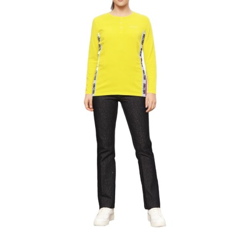 Moschino Logo Tape Long Sleeve Top Yellow