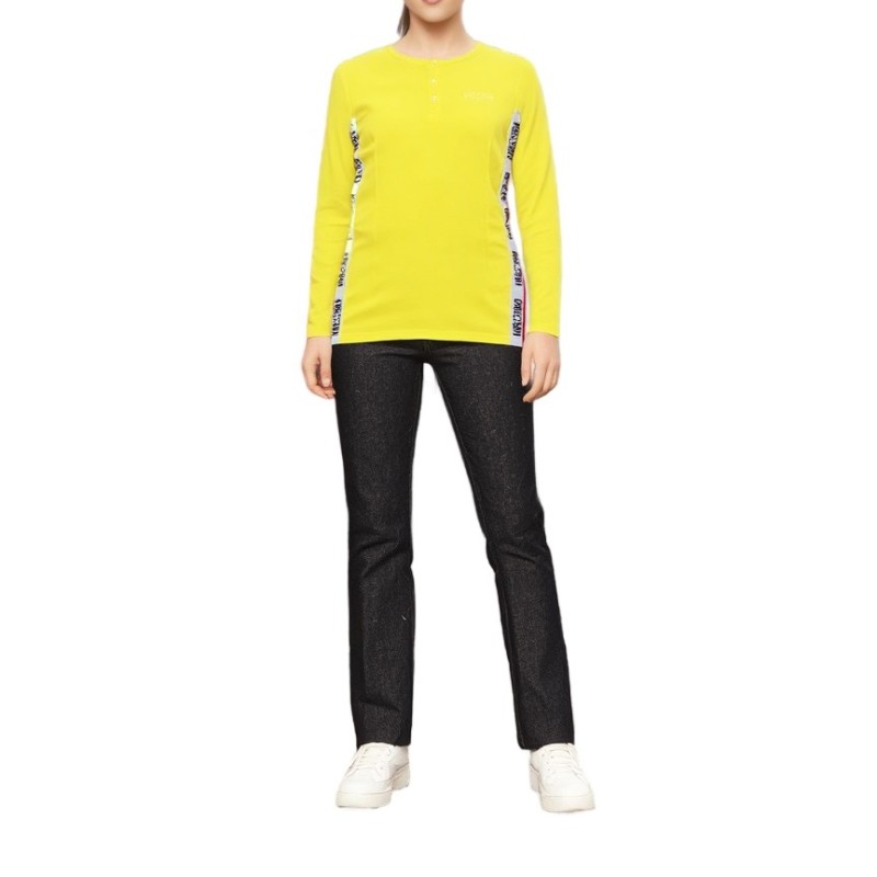 Moschino Logo Tape Long Sleeve Top Yellow